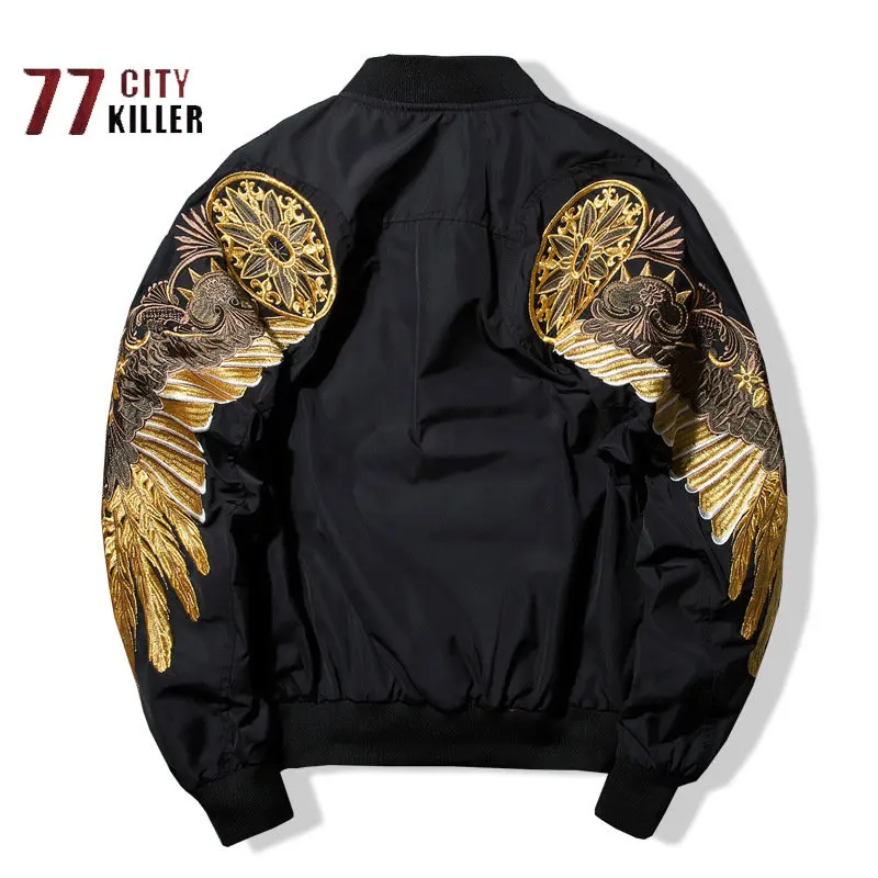 Мужская куртка-бомбер MA-1 тактическая куртка с вышитыми золотыми крыльями и