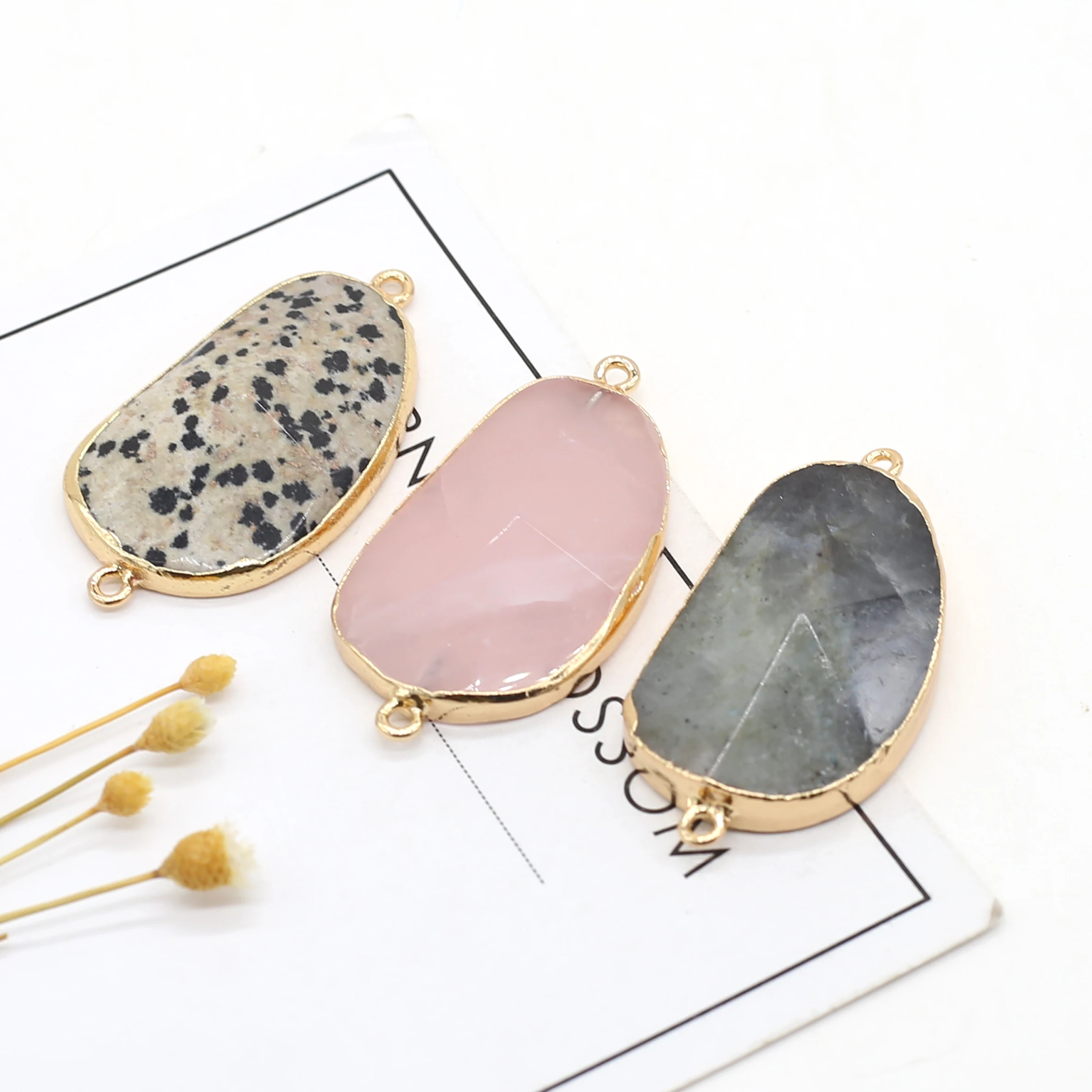 

Подвеска из натурального камня, Овальный овальный граненый лечебный хрустальный камень, агатные звенья, Подвески для изготовления ювелирн...