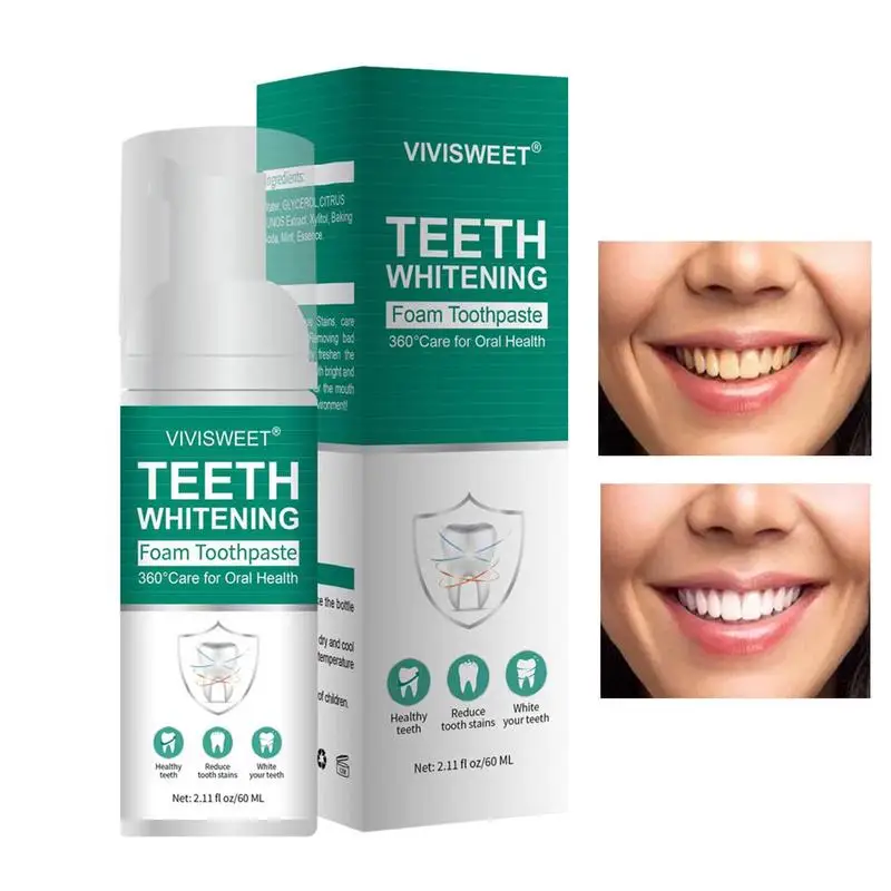 

60ml Foam Whitenings Toothpaste Mousse Foam Deeply Cleaning Gums Stain Removal Safe Effective Oral Hygiene Care teeth whitening