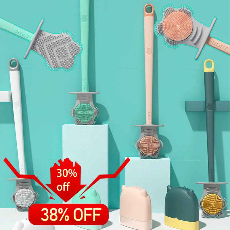 

Creative Double Side Soft Rubber Toilet Brush Household Cleaning Brush On The Wall Bathroom Accessories Silicone Toilet Brush