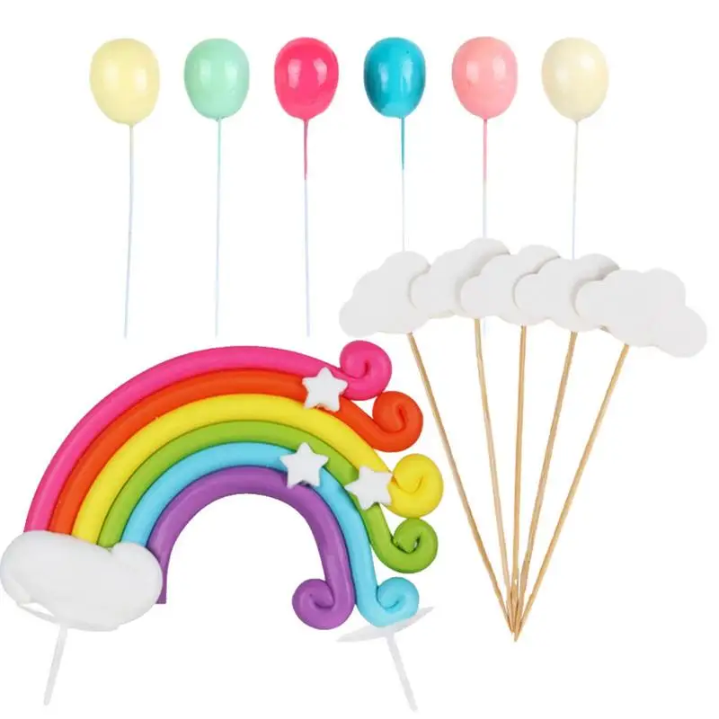 

Cloud Balloon Cake Flag Creative Colorful Cloud Balloon Birthday Party Baking Decoration Creative Cloud Balloon Flags For Cake