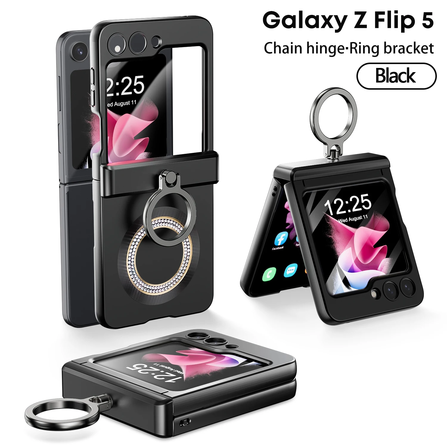 

Steel Wire Hinge Ring Bracket Phone Case For Samsung Galaxy Z Flip 5 Magsafe Magnetic Suction Wireless Charging Anti-fall Shell