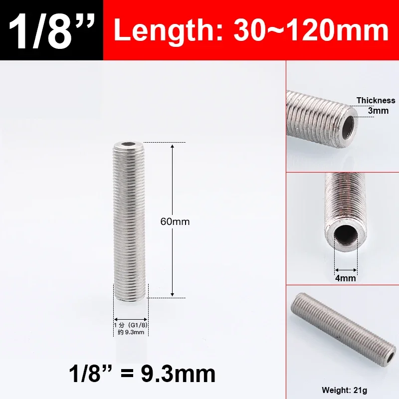

Полый наружный шток из нержавеющей стали 304, 1/8 дюйма, 1/4 дюйма, 3/8 дюйма, 1/2 дюйма, 3/4 дюйма, 1 дюйм, 1-1/4 дюйма, 1-1/2 дюйма, 2 дюйма, длина 30-150 мм, полый винтовой стержень
