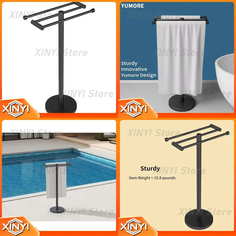 Фото Напольная вешалка для полотенец YUMORE Tall Freestanding Modern: большая вместимость, экономия пространства, для ванной комнаты №1