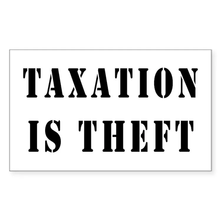 

Овальная наклейка на ноутбук с надписью «tax is Theft»