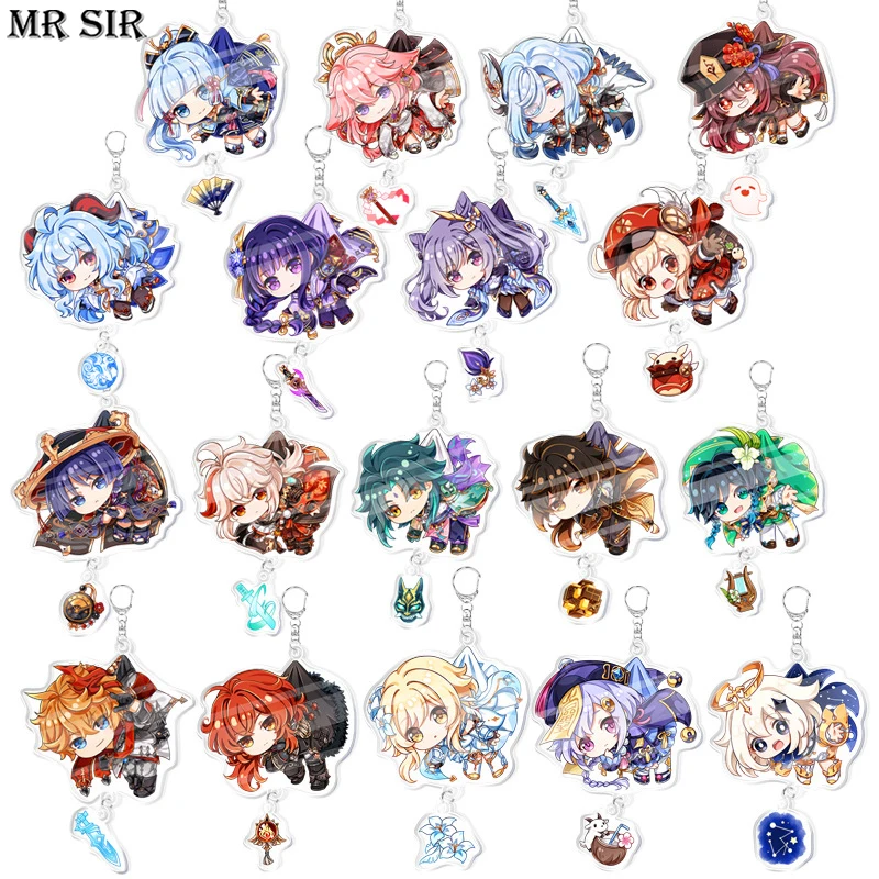 

Anime Game Genshin Impact Cartoon Keychain Cute Raiden Shogun Hutao Kaedehara Kazuha Xiao Yoimiya Figure Pendant KeyRing Jewelry