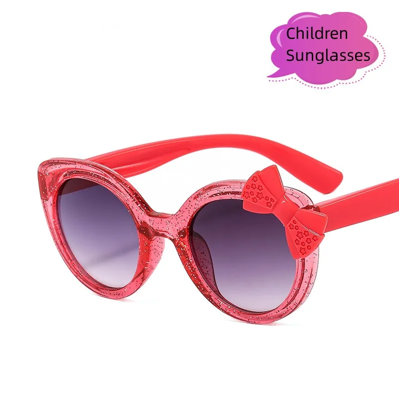 

2023 детские солнцезащитные очки для девочек и мальчиков, блестящие солнцезащитные очки с бантом, очаровательные детские очки с котом, модные градиентные очки UV400