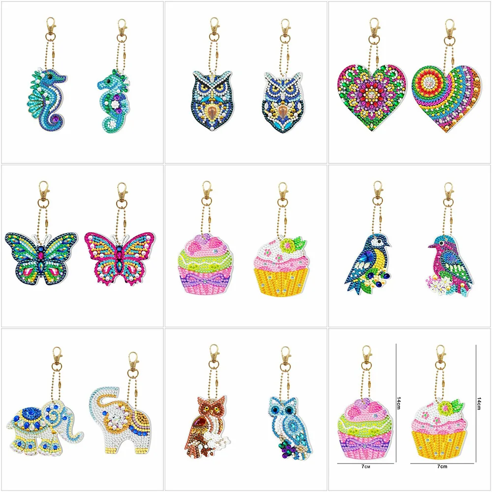 

HUACAN брелки для ключей в виде бабочки с алмазной живописью, слон, Бриллиантовая подвеска, мозаика ручной работы, подарок