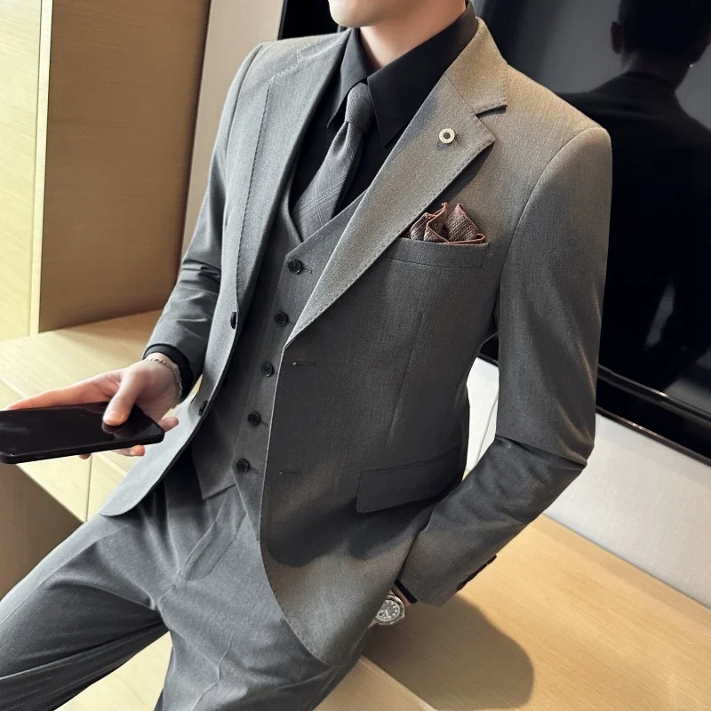 

Подходящий ко всему (костюм + жилет брюки) Свадебный модный костюм три цвета можно выбрать красивый трендовый Комплект из трех предметов