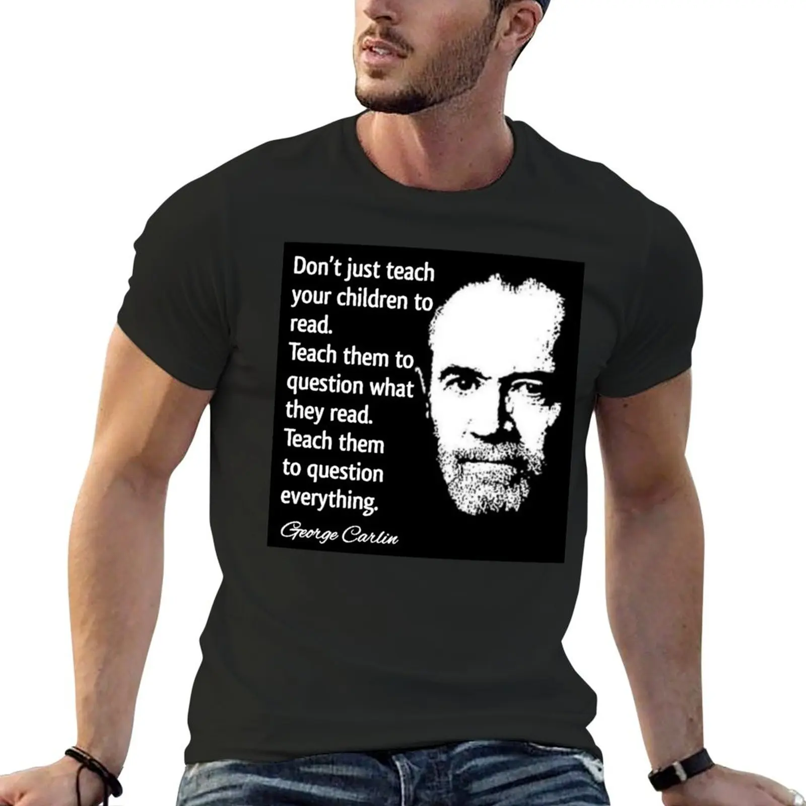 Дизайнерская футболка с принтом Джордж Карлина вопрос всё заготовки рубашек
