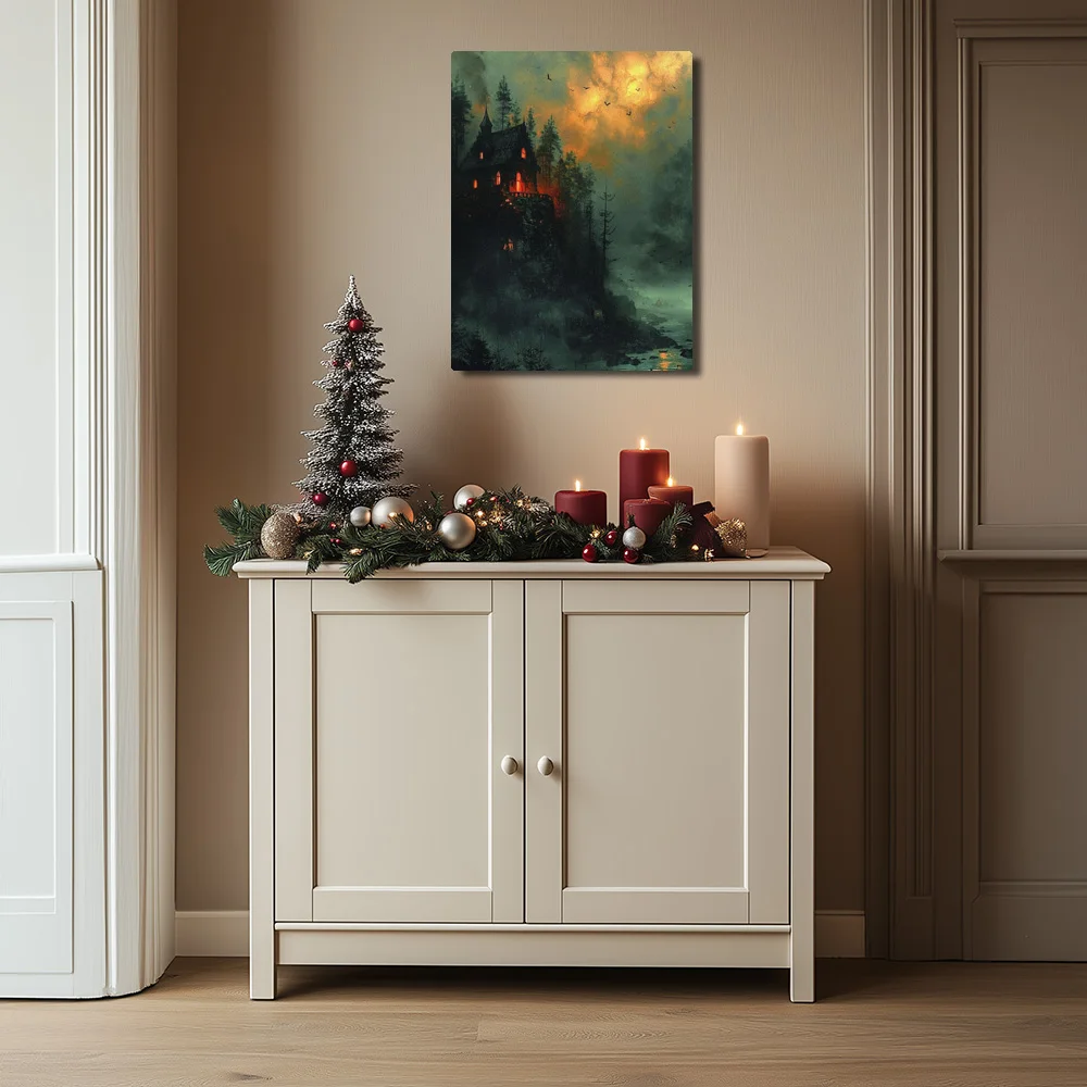 1 шт. Холордные домики в горах выдерживаются на скалах Современное холст