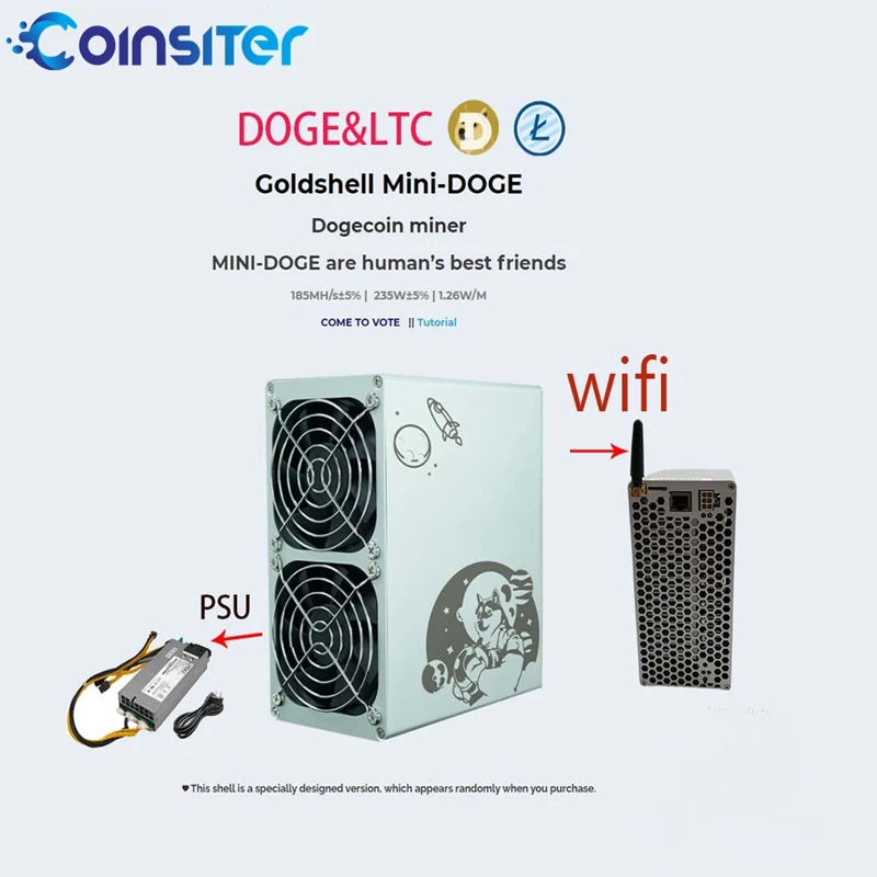запасы Wifi совершенно новый Goldshell Mini Doge 185M 235W молчаливый горняк LTC шахтер монеты с