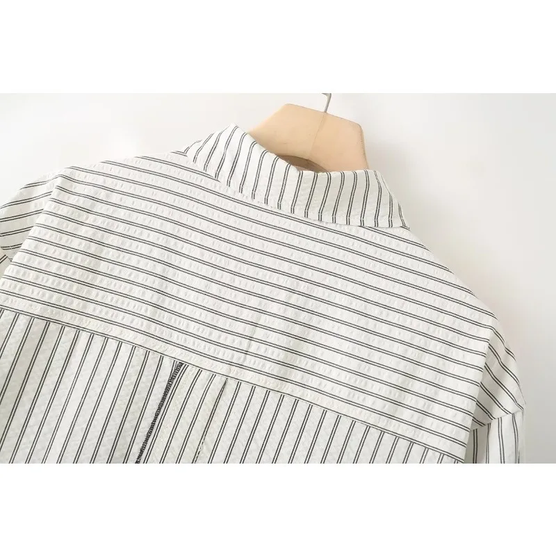 TRAF ZR блузки для женщин асимметричные полосатые рубашки Harajuku модная винтажная