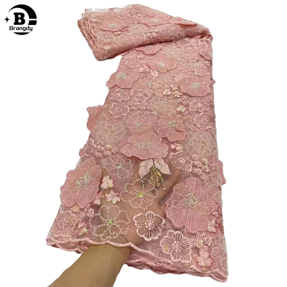 Высококачественная африканская молочная шелковая кружевная ткань Модный 3D