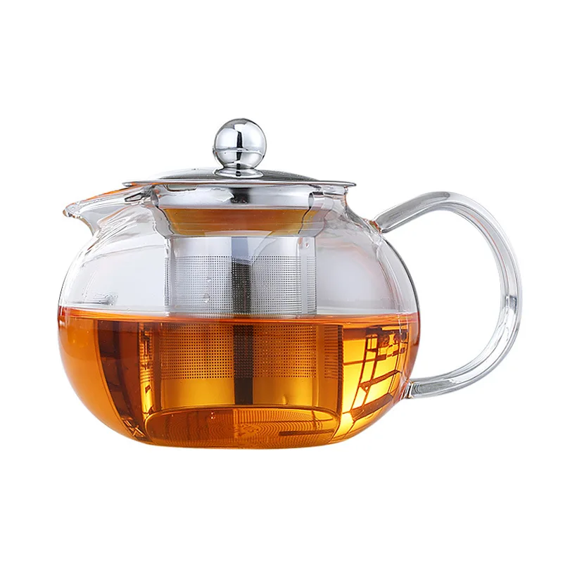 

650/950/1300ml Glass Stainless Steel Teapot With Infuser Filter Lid Heat Resistant Tea Pot Kettle Home Office Teaware
