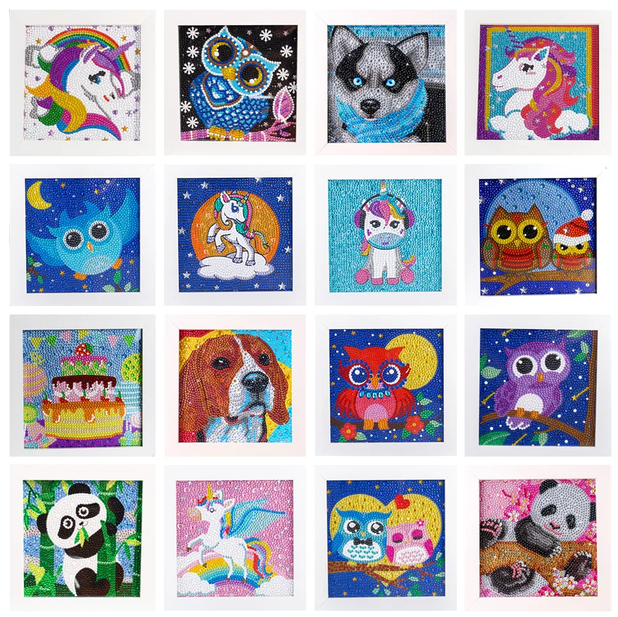 

5D DIY Diamond Painting Kit for Kids Cartoon Animal Owl Dog Panda Crystal Rhinestone Embroidery Mosaic Arts Crafts Children Gift