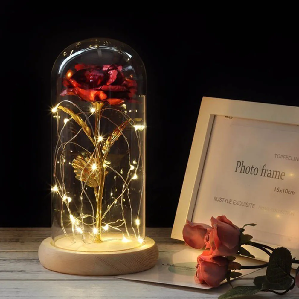 

Beauty And The Beast Rose Rose In LED Glass Dome Forever Rose Red Rose Valentine's Day Mother's Day Special Romantic Gift