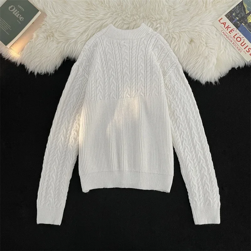 Мужской и женский простой пуловер с круглым вырезом свободный вязаный свитер