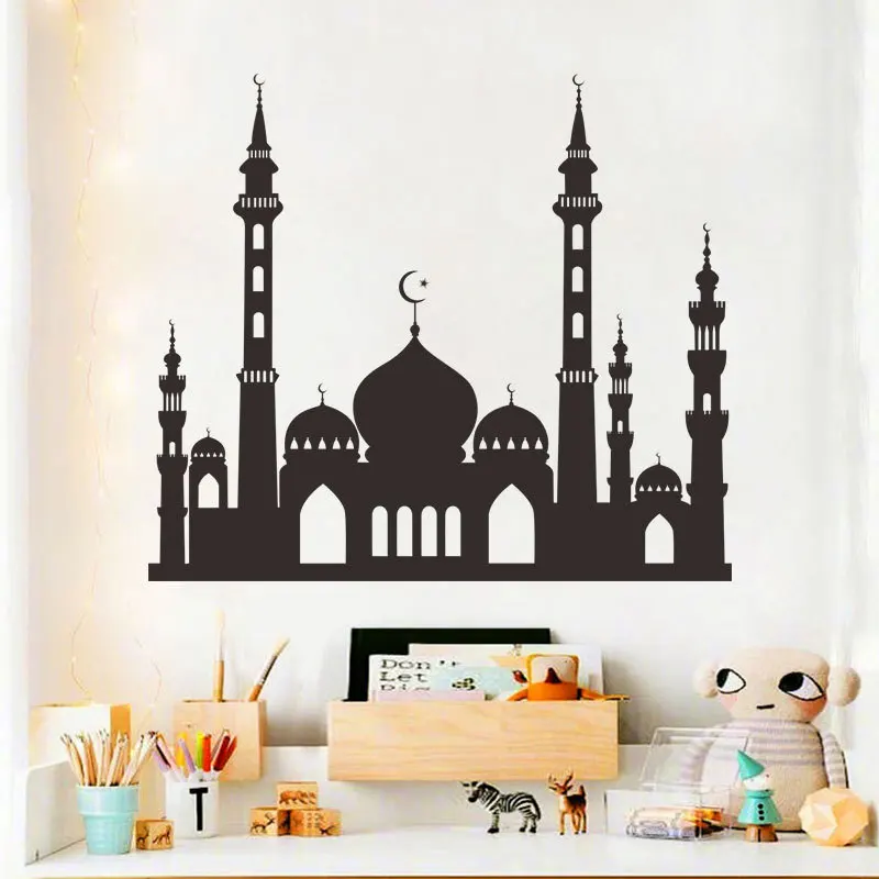 

Ramadan Wall Sticker Decal Moon Castle Home Background Wall Decal 2022 Eid Mubarak Decorations For Home