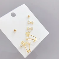 earrings s925 silvers needle micro inlaid zircon bowknot simple one card multi pair earings set for women gift