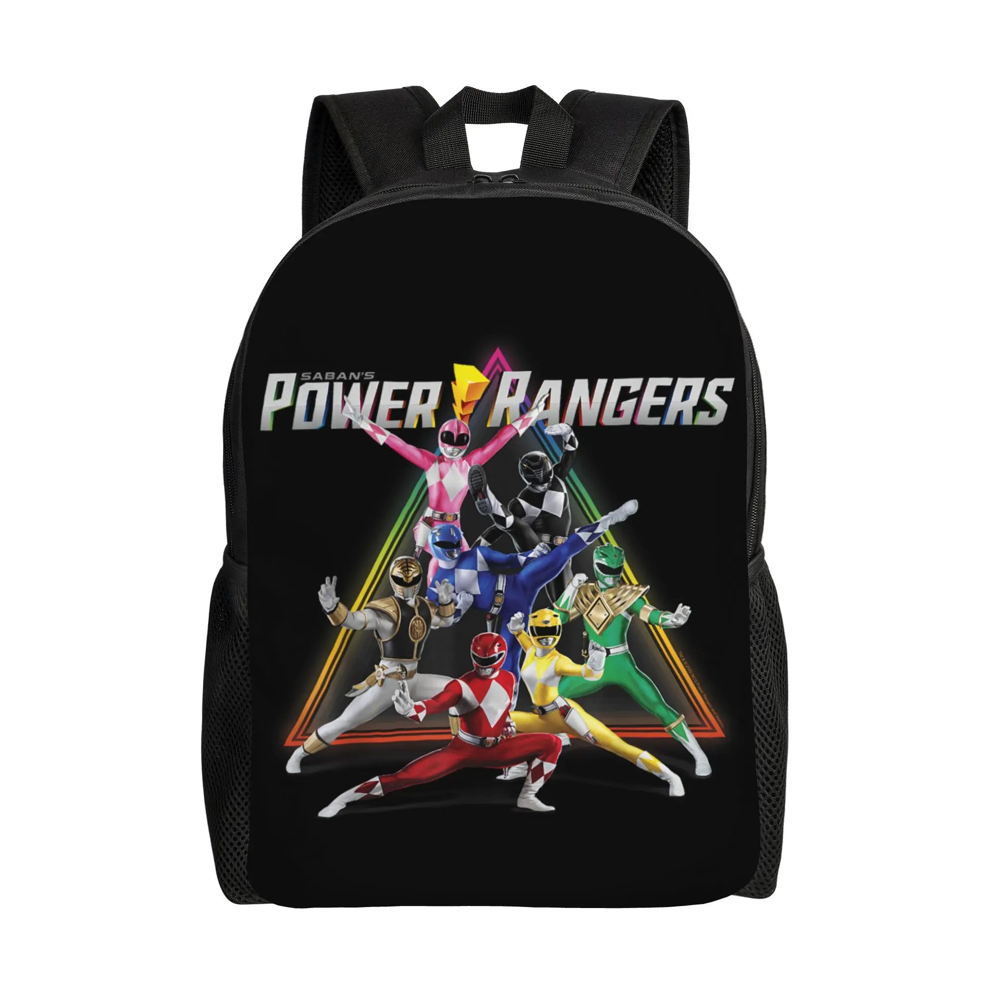 Фото Рюкзаки Bandai Power Rangers Rainbow Pyramid Retro Action Portrait Daypack, прочный офисный рюкзак для работы, на плечо №1