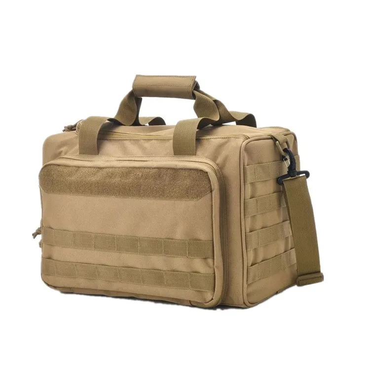 

Hunting Accessories Tools Sling Bag Camping Tactical Range Bag Molle System 600D Waterproof Gun Shooting Pistol Case Pack Khaki
