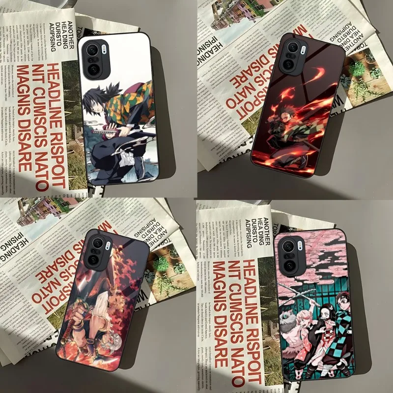 

Demon Slayer Anime Phone Case For Xiaomi 13 10 10T 11i 11T Redmi Note 11 8 11S Pro Poco M4 F3 X3 2023 Glass Design Back Cover