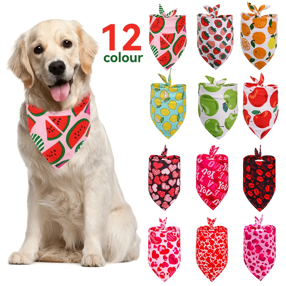

Dog Bandanas Customizable Puppy Cat Dog Bandana/Bibs Large Dog Scarf Cotton Fruit Dog Accessories for Summer Pet Supplies
