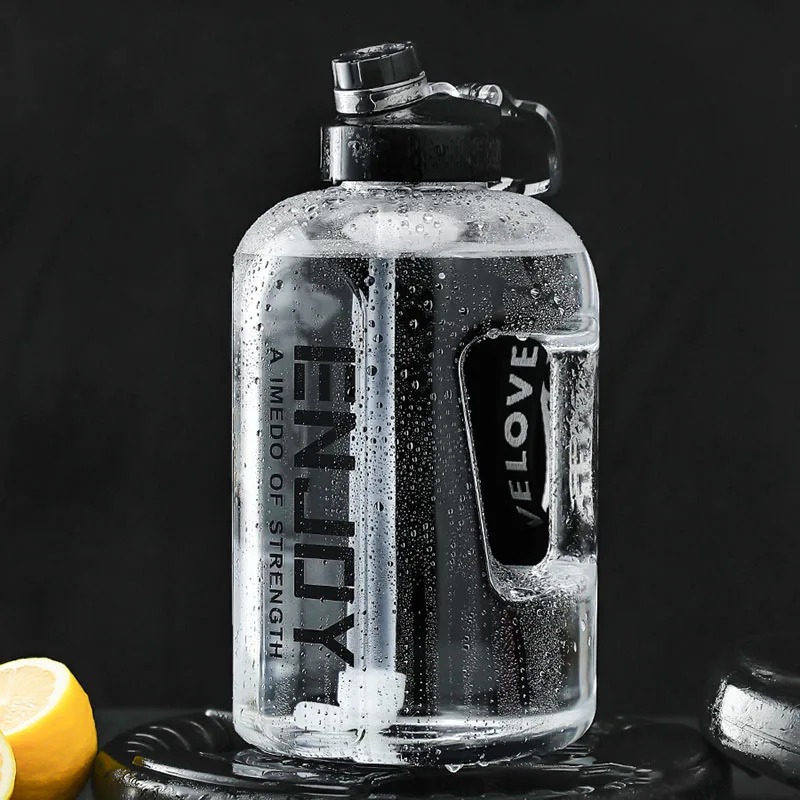 Sport Large Men Boys 2l Leak-proof Straw Water Bottle Plastic Outdoor Travel Botella De Agua Drinkware