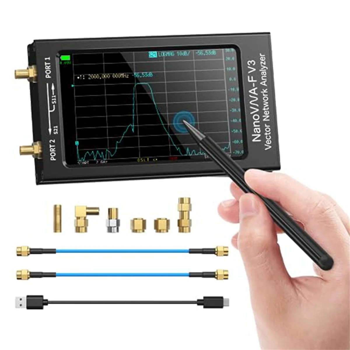 Векторный анализатор цепей NanoVNA-F V3 1 МГц-6 ГГц 4 3-дюймовый антенный HF VHF UHF VNA