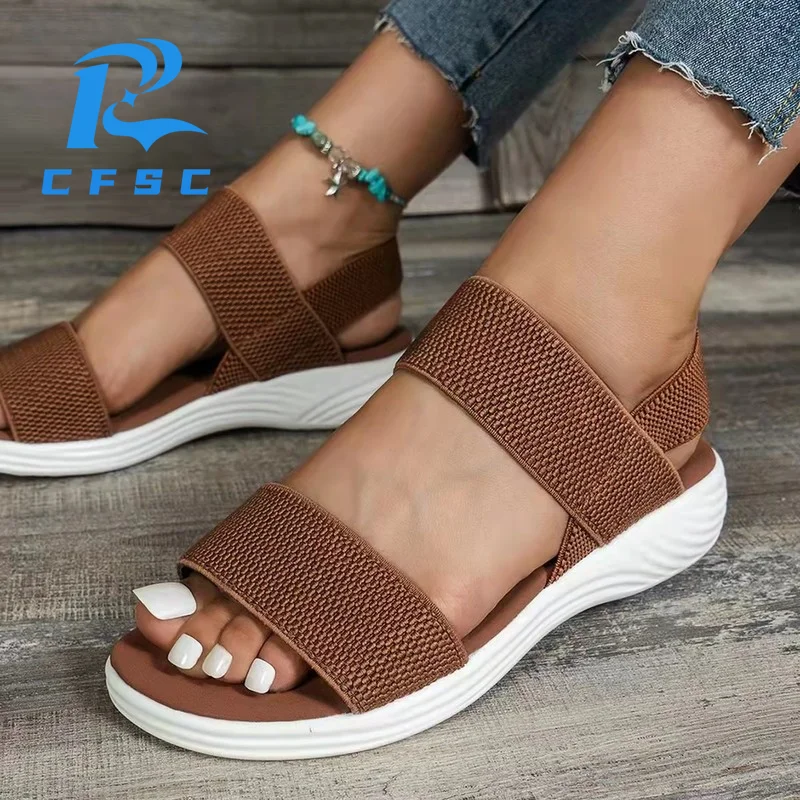 

Женские уютные сандалии на танкетке, уличные пляжные Босоножки на платформе, сандалии с эластичным ремешком, Новинка лета 2022