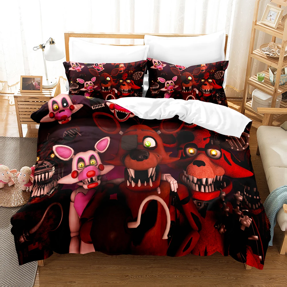 

Five Nights At FNAF Bedding Set Single Twin Full Queen King Size FNAF Bed Set Aldult Kid Bedroom Duvetcover Sets 3D Print 039