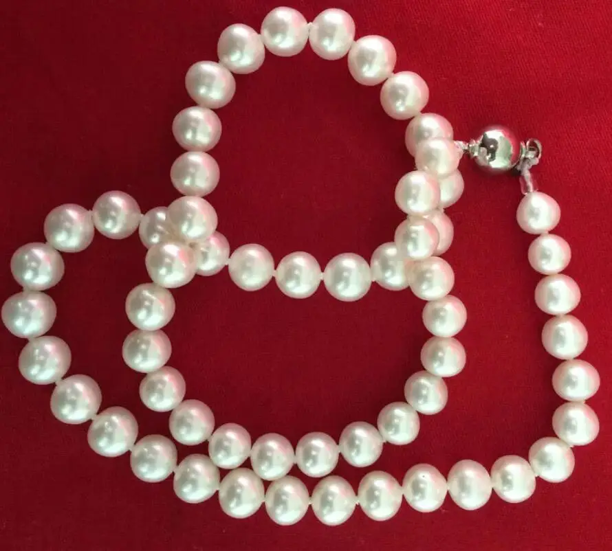 

DAN NECKLACE 9-10mm south sea round white pearl necklace 18inch