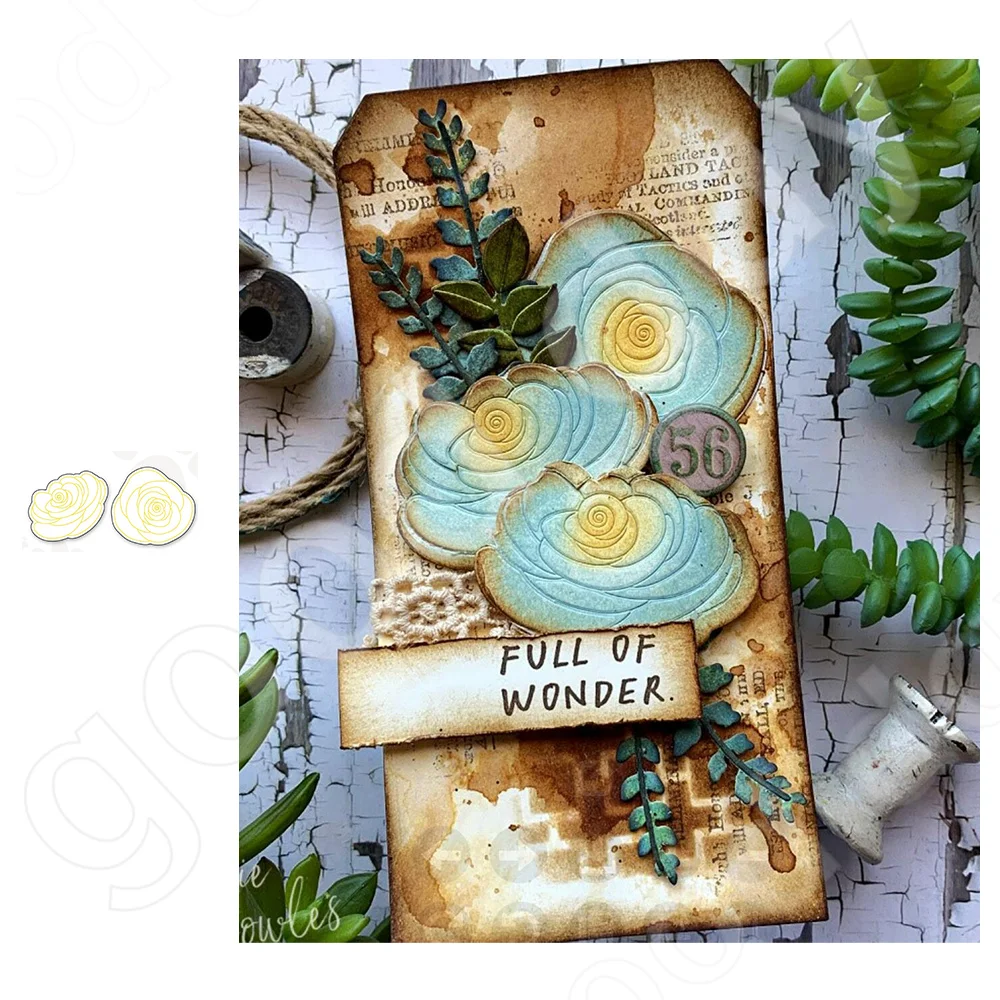 

2022 New Arrival pretty rose flower Metal Cutting Dies Hot foil Scrapbook Diary Decoration Embossing Template Diy card Handmade