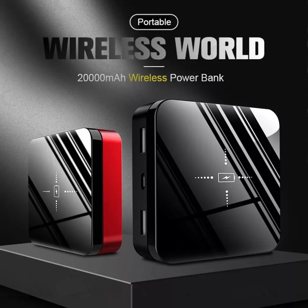 

20000mAh Portable Mini Power Bank Qi Fast Wireless Charger Powerbank Charging Power bank For Smart Mobile Phone