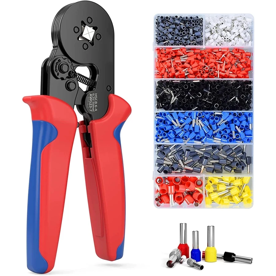 

Ferrule Crimping Tool Kit 0.25-10mm² Self-adjustable Ratchet Wire Crimping Tool Kit Crimper Plier Set With 800 Wire Terminals