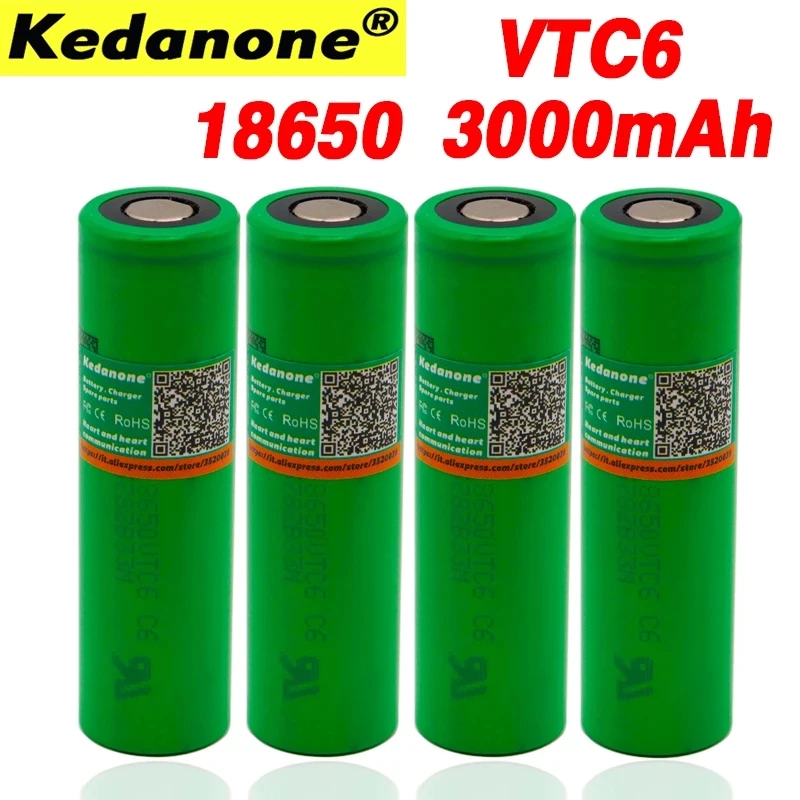 

100% original New 18650 lithium ion rechargeable battery 3000mAh 3.7V for Sony VTC6 30A electronic cigarette flashlight battery