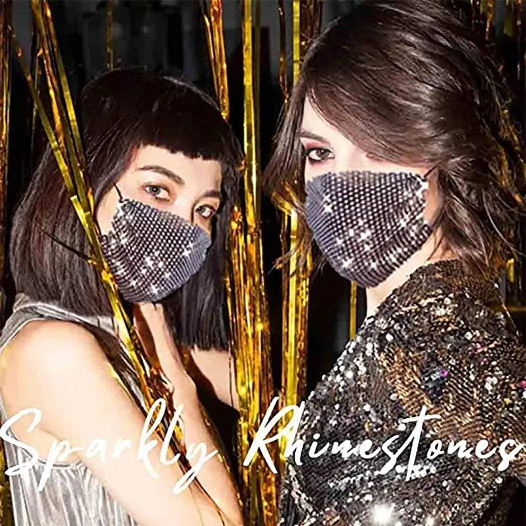 

Sparkling Rhinestone Breathable Party Masks Women Men Nightclub Prom Crystal Face Decoration Club Singer Dance Stage Accessories