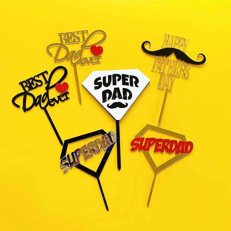 Super Dad Cake Topper Best Dad Ever Happy Father's Day Cake Decoration Happy Birthday Cake Topper Baking Accessories Party Favor