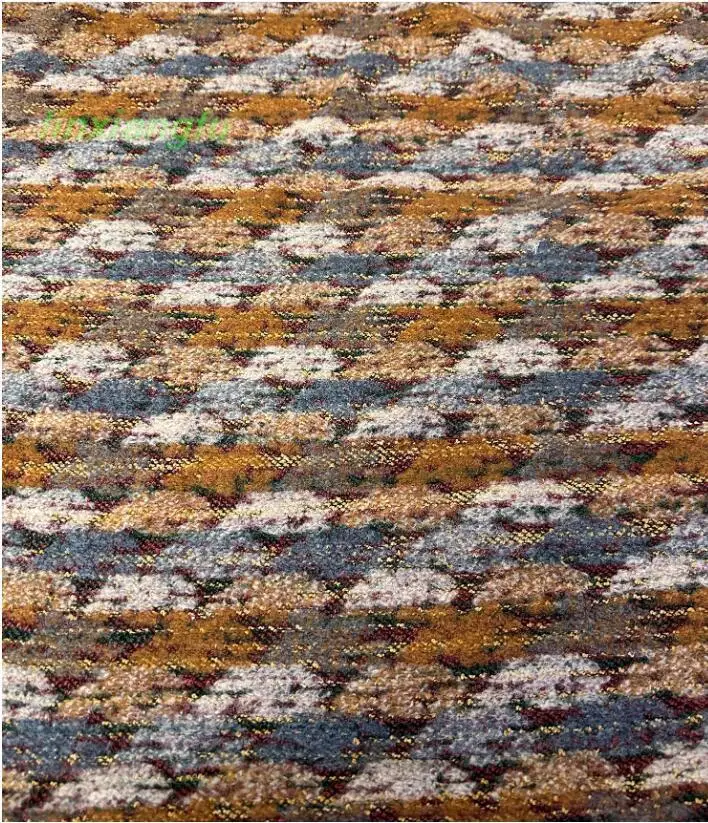 Коричнево-желтая Осенняя искусственная трикотажная ткань с красочной текстурой