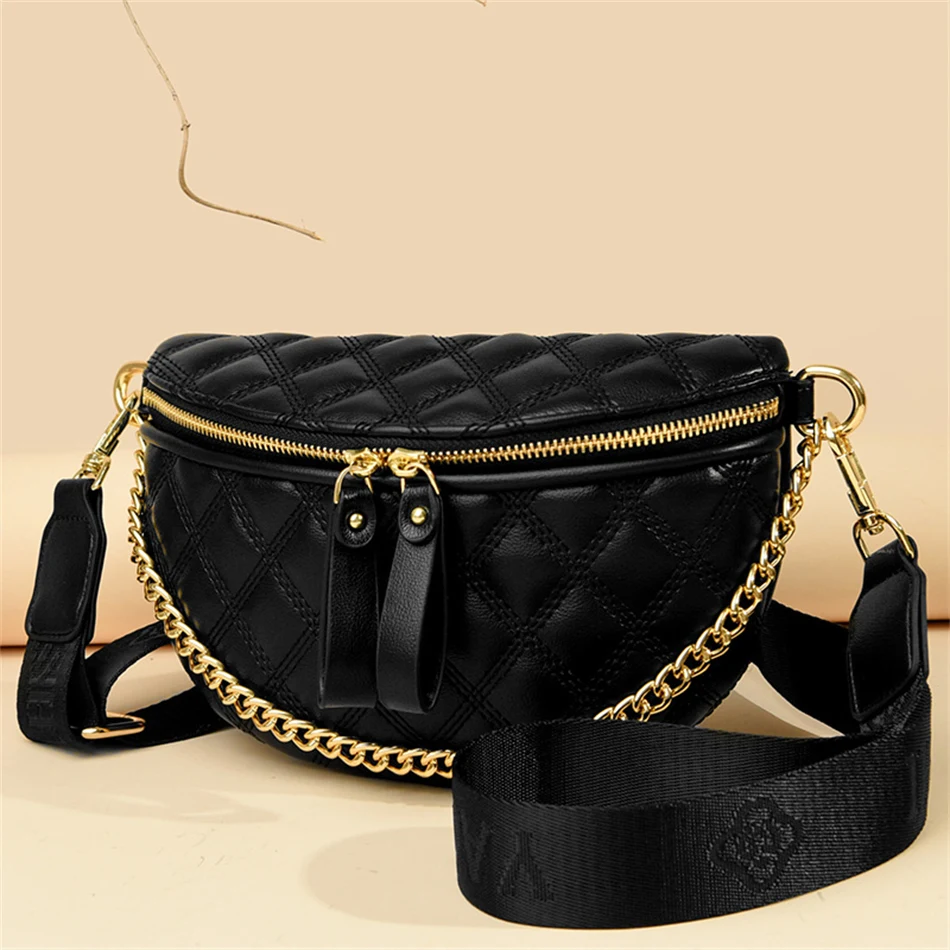 

Luxury Lattice Saddle Chain Bag Soft Leather Shoulder Bags for Women 2023 Trendy Ladies Crossbody Bag Brand Designer Sac