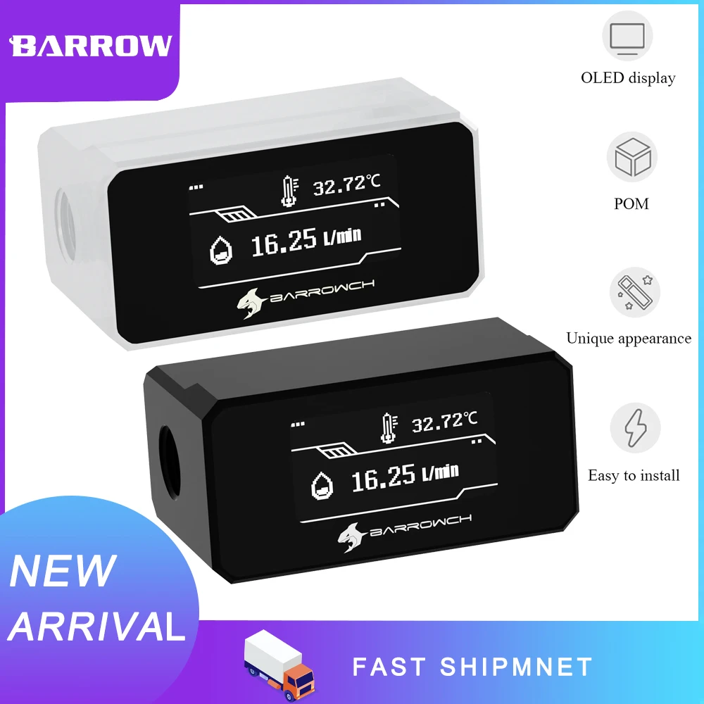 Barrowch g1 Oled Display Digital Medidor de Temperatura da Água Medidor de Fluxo Sistema Monitor Alarme de Alta Temperatura Refrigerador de Água Fbft07