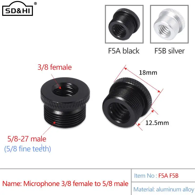 

Mic Stand Adapter 1/4 to 5/8 3/8 to 5/8 Female to Male Screw Thread Adapter for Camera LCD Monitor Microphone Stand Adapter