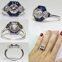 milangirl ladies bluewhite zircon rhinestones ring for women accessories anniversary engagement ring gift vintage women ring