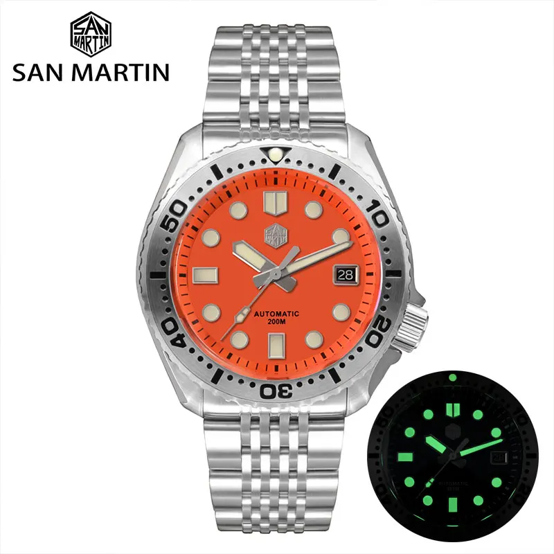

San Martin Men Diving Watch Abalone NH35 Top Brand Sapphire Mirror Luxury Mechanical Business Men Wristwatches Luminous 20Bar