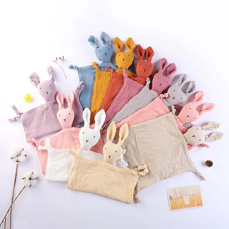 

Baby Appease Towel Cotton Muslin Blanket Newborn Bib Stuffed Rabbit Doll Saliva Towel Infants Sleeping Nursing Cuddling Toy