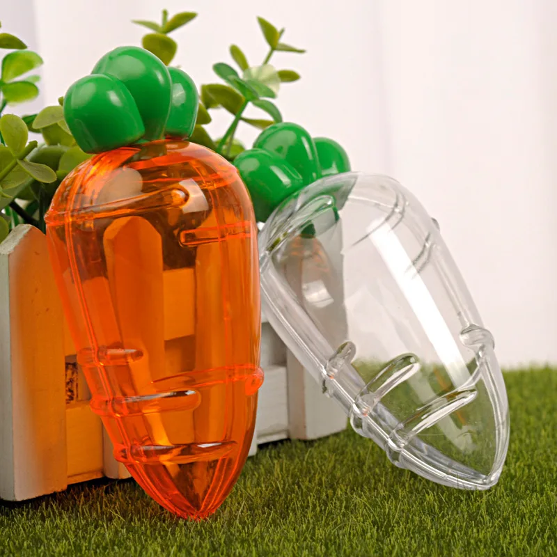 

5Pcs Transparent Easter Carrot Shaped Clear Plastic Candy Box for Easter DIY Gift Container Decor Wedding Birthday Party