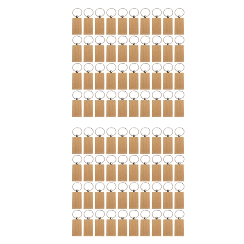 

Пустые прямоугольные деревянные Брелоки для ключей, 80 шт., деревянные брелоки «сделай сам», Брелоки для ключей с гравировкой, подарки «сдела...