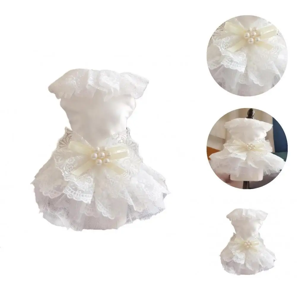 

Dog Dress Cute Lace Pearl Dog Skirt Minimalistic Nice-Looking Pet Skirt