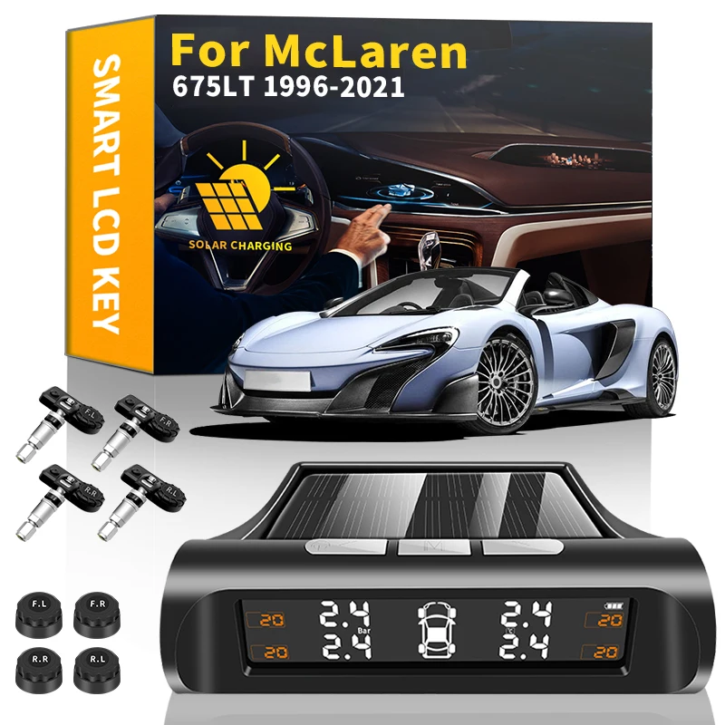 

Smart Car TPMS Tire Pressure Monitoring Solar Power Digital Security Alarm Tire Sensor For McLaren 675LT 1996-2021 Accessories